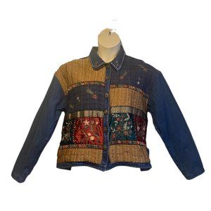 Sara Studio Plus Denim Patchwork and Embroidery Jacket Women's 1X